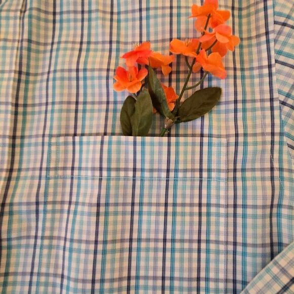 Neiman Marcus Mens Plaid Wrinkle-Free Dress Shirt Multicolor Size 15.5/32-33 - Picture 7 of 11
